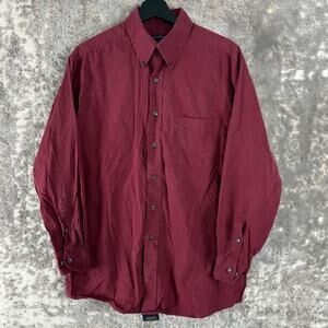 Club Room Size L 80s Pinpoint Oxford Casual Button Shirt Red Long Sleeve
